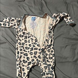 Kickee Pants Black and Tan Leopard Kids One Piece